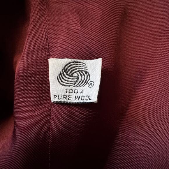 Jones New York Metro Merlot Wine Colored Long Wool Winter Coat Women's Size 12 - Picture 10 of 16